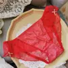[Rojo Ancola] 880# Ropa Interior Roja Grande de Año Nuevo Malla de Encaje Seda de Hielo Ropa Interior Roja