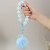 Otoño e Invierno Nuevo Estilo Coreano Llavero de Bola de Felpa Bolso para Teléfono Móvil con Cuentas Hecho a Mano Accesorios Colgantes para Bolsos Pulsera Corta para Mujeres