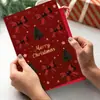 Novedad transfronteriza: una tarjeta de felicitación navideña de un solo lazo rojo vintage para árbol de Navidad con sobre, disponible para venta al por mayor