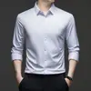 Venda Direta de Fábrica de Camisas de Segunda Pele Masculinas de Alta Qualidade, Camisas Sociais de Alta Qualidade, Resistentes a Amassados, Sem Necessidade de Passar, Camisas de Manga Longa Lisas