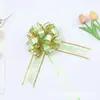 Modelo Nuevo 50 # Tamaño Mediano Tul Cepillado con Borde Dorado Flor de Bola 3D para Decoración de Coche de Boda, Empaque de Regalo con Flores y Arreglo Floral.