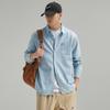 Danbaoni Primavera Nova Camisa Jeans de Algodão Puro Masculina Manga Longa Workwear Americano Retrô Lavada Camisa de Luxo Leve