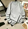 Camiseta Masculina de Manga Longa 100% Algodão Outono Tendência High-End Americana Solta Casual Tee Masculina Personalizável Uniforme de Classe