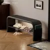 Banqueta estrecha para zapatos con zapatero integrado para recibidor, adecuada para sentarse y guardar zapatos, taburete pequeño con acolchado suave para uso doméstico