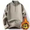 Cárdigan de Punto de Color Sólido con Media Cremallera para Otoño e Invierno Sudadera con Capucha Gruesa de Felpa Oversize para Hombre Versátil Cálido Tejido Base