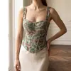 Corsé de espina de pescado estilo pintura al óleo francesa con un toque vintage, tirantes intercambiables, ballenas de acero incorporadas, moldeador de cuerpo, top sexy para chicas calientes
