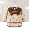 Babero de terciopelo de cristal para bebé, impermeable, antidesgaste, con bolsillo de arroz, para otoño e invierno, delantal para madre y bebé.