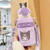 Termo de Paja Kuromi Sanrio para Niños, Taza de Agua Portátil con Popote para Niñas, Estudiantes de Primaria para Ir a la Escuela