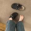 Zapatos peludos de suela gruesa Zapatos cálidos de algodón con forro polar Pantuflas medias Baotou Ropa exterior para mujer Zapatos Birkenstock de lana cachemira Invierno para mujer