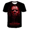 2024 Filme de Terror Halloween Manga Curta Gola Redonda Pulôver Camiseta Masculina Manga Curta 3D