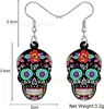 Brincos de Caveira de Açúcar Bonitos para Halloween Decoração de Cabeça de Caveira em Acrílico Presentes para Mulheres e Meninas