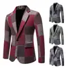 Jaqueta de terno masculina de mistura de lã Amazon transfronteiriça, design color-block moderno, estilo retrô, fecho de um botão