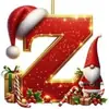Novos Enfeites de Natal Pendentes Decorações Planas para Árvore de Natal Chapéu Vermelho Letra Inicial com Decoração de Letra Personalização Personalizada
