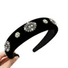 Súper Elegante~ Diadema de Terciopelo Negro con Brillantes Pedrería y Perlas, Lujo Ligero, Artesanía de Alta Gama, Diadema de Corona Alta, Nuevo Accesorio para el Cabello con un Tacto Premium