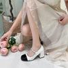 Zapatos de Tacón Alto de Celebridad de Internet para Mujer Primavera 2026 Nuevos Zapatos Mary Jane Retro Franceses para Mujer Estilo Chanel con Tacones Gruesos de Perlas