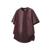 Camiseta Masculina de Manga Curta com Bolso Bordado Estilo Japonês, Camisa Base Casual Versátil, Respirável, Solta, Tendência, Marca, Verão, Cor Sólida