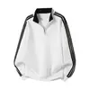 Sudadera con media cremallera de tres rayas de la marca de moda Huamian para hombre, Otoño/Invierno 2026, chaqueta con cuello alto de bloques de color, chaqueta de manga larga para hombre