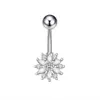 Amazon Aliexpress Producto Nuevo Al por Mayor Cobre Incrustado Circonita Moda Forma de Gota de Agua Hoja Piercing Joyería Anillo para Ombligo