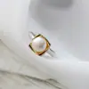 Nafu Pabellón Joyería de Plata al por Mayor: Anillo de Plata de Ley 925 con Perla Natural de Agua Dulce, Anillo de Plata Geométrico Simple y de Moda
