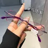 Nuevas gafas de lectura de moda para mujer, reductoras de edad, estelares, finas, con destellos, montura metálica ultraligera sin borde, gafas anti-luz azul, venta al por mayor
