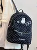 Mochila clásica estilo universitario de lunares con conejito, color salmón fresco y discreto, para niñas, adecuada para estudiantes de secundaria y preparatoria, versátil para ir al campus.