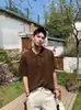 Camiseta de punto de manga corta de alta gama para hombre, estilo "old money" americano, diseño holgado casual de punto calado estilo perezoso