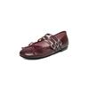 Sapatos Mary Jane de Couro Femininos Jk Girl Uso Dupla Face Fivela de Três Fileiras Laço Outono 2025 Plano Bico Redondo Couro Genuíno