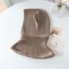 Gorro de cachemira unisex para niños con borde enrollado, gorro cálido y grueso para otoño e invierno con bufanda integrada, gorro a prueba de viento para ciclismo