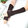 Manguitos de Punto sin Dedos para Otoño e Invierno para Mujer, Mangas Falsas Largas de Lana Cálida para Exteriores al por Mayor, Protección contra el Frío sin Dedos