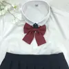 Nuo Meng jk Cor Sólida Ângulo Reto Sarja Raiz da Pena Gravata Camisa Retro Uniforme Estilo Universitário Estilo Coreano Laço Fofo