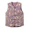 Nuevo chaleco de algodón retro estilo chino con cierres de botón hechos a mano, acolchado y estampado floral, adecuado para el uso diario tanto en interiores como en exteriores, chaleco cálido