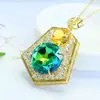 Colar Aiyu Vintage de Luxo Leve com Pingente de Vidro Amarelo-Verde e Pedras Cheias Artesanal Pesado Atacado Dropshipping S5121704