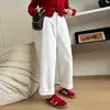 Pantalones de pierna ancha de algodón lavado de alta calidad para mujer, pantalones rectos adelgazantes de otoño, pantalones cropped, jeans holgados para personas petite