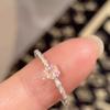 Anillo de Plata de Ley S925 Cepillado con Circonita para Mujer, Anillo Abierto de Estilo de Lujo Ligero de Nicho de Gama Alta, Producto Nuevo, Anillo que No se Desvanece