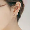 Pendientes de Plata de Ley S925, Estilo Coreano, Moda Coreana, Pendientes Exquisitos, Pendientes Dulces con Forma de Flor Curvada Incrustados con Diamantes, Pendientes Versátiles