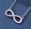 Collar de moda amor infinito lujo ligero alto sentido cadena de clavícula para mujer colgante de microdiamante palabra 8 accesorios simples venta al por mayor