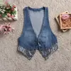 Chaleco de mezclilla sin mangas de estilo coreano, versátil, para mujer, primavera y otoño, abrigo exterior corto, chaleco, moda