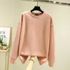 Nova blusa de moletom redonda solta para outono e inverno para mulheres, feita de veludo alemão, com adição de fleece e mangas compridas espessadas, blusa de base quente, casaco plus size