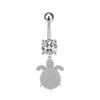 Nuevo anillo para ombligo de tortuga mariposa corazón con incrustaciones de circonita y cobre, clavo para ombligo perforado, joyería para piercing, comercio exterior, comercio electrónico, venta al por mayor