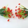 Flor artificial planta acuática flor artificial hierba de primavera palma roja maceta para el hogar arreglo floral pared de plantas accesorios decoración del hogar material de flor decorativa