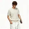 Camisa Polo Masculina Super Estilosa para o Verão, Corte Regular, Camiseta de Malha de Manga Curta, Estilo Old Money, Camiseta Respirável de Manga Meia-Manga com Gola Henley
