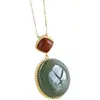 Accesorios para Mujer Collar con Colgante de Jaspe Natural Plata de Ley Hebilla Única Cadena para Clavícula Versátil Distintivo Simple Elegante
