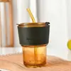 Copo de Água de Vidro Estilo Bambu Popular Mais Vendido para Mulheres, Copo de Vidro de Alto Valor Estético, Copo de Leite, Copo de Suco, Copo para Bebidas com Logo
