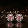 Brincos de alta qualidade em diamante de alto carbono, lapidação millennium rose, multifacetados, ultra brilhantes, luxo leve, transmissão ao vivo transfronteiriça, atacado de fábrica