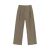 Pantalones Casuales Pequeños de Estilo 'Old Money' con Caída para Hombres y Mujeres Otoño Holgados Estilo Oficina Adelgazantes Rectos Pantalones Casuales Color Caqui