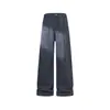 Calças casuais masculinas para exportação transfronteiriça, perna reta, corte solto, cintura alta, algodão puro, com corte diagonal e design patchwork, estilo workwear, calças compridas, coleção de outono, efeito emagrecedor
