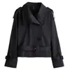 À Pronta Entrega Moda Casual Europeia e Americana Blazer Dupla Face Feminino Designer Trench Coat Curto Acinturado para Mulheres