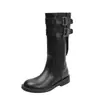 Botas de Media Caña ANN con Suela Gruesa, Tacón Grueso, Correa con Hebilla para Mujer 2026 Otoño/Invierno Hebilla de Cinturón Botas Martin Negras Botas de Montar