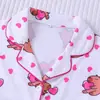 Pijama infantil ligero de verano con estampado de capibara, cárdigan con cuello, manga corta y pantalón largo, conjunto de ropa para el hogar al por mayor