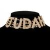 Collar de cadena de clavícula estilo hip hop punk con símbolo de dólar plateado y chapado en oro con letras exageradas de estilo europeo y americano